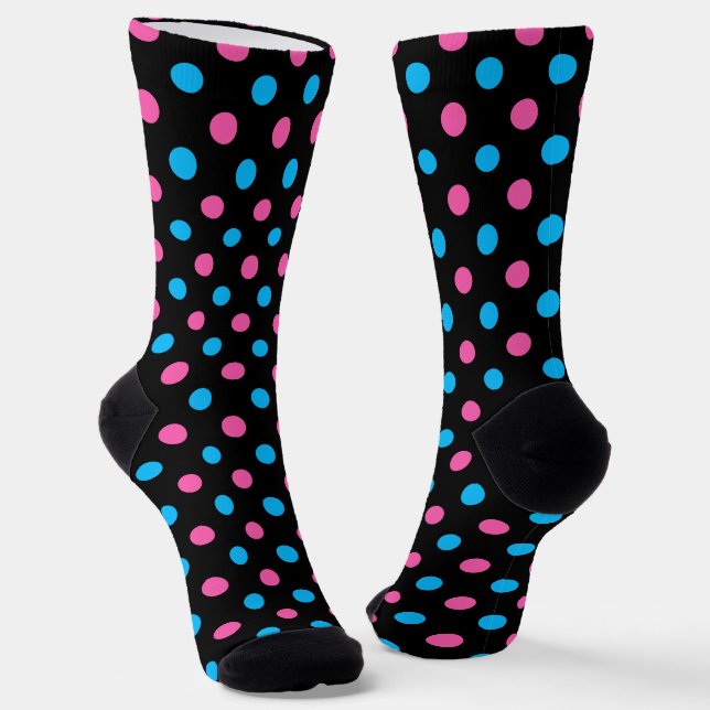 Schwarz Pink Blau Punkte Muster Socken (Gewinkelt)