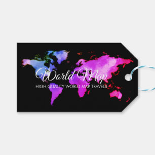 Schwarz Pink Blaue Weltkarte Reise Globus Reiseage Geschenkanhänger