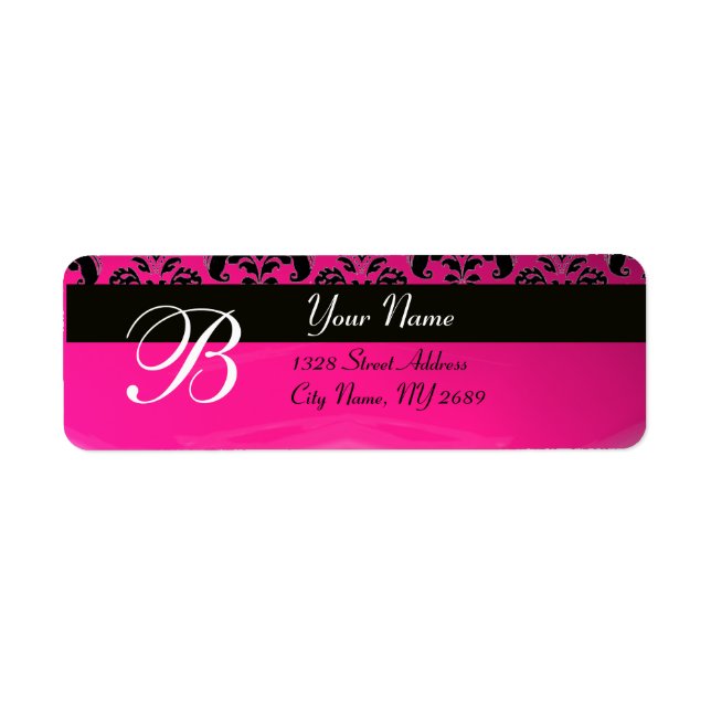 SCHWARZ PINK FUCHSIA DAMAST-MONOGRAMM (Vorne)
