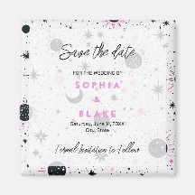 Schwarz-Pink-Himmelshochzeit retten das Datum