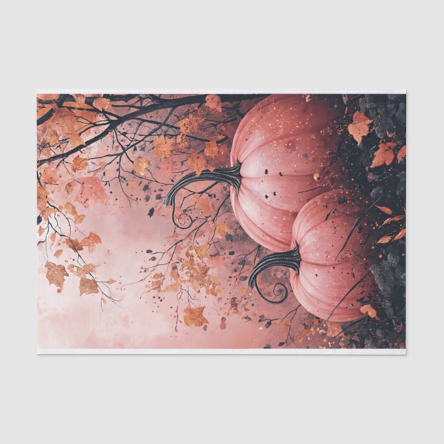 Schwarz-Pink-Kürbis-Fall-Dekoupage Seidenpapier (Vorderseite)