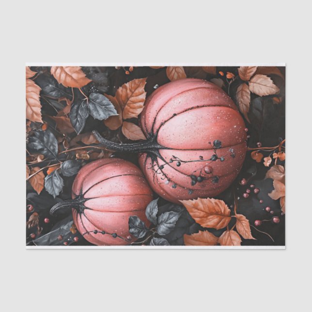 Schwarz-Pink-Kürbis-Fall-Dekoupage Seidenpapier (Vorderseite)