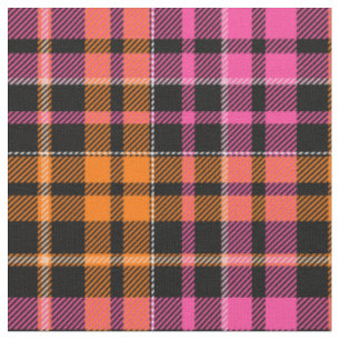 Schwarz Pink Orange Karo Tartan Design Stoff