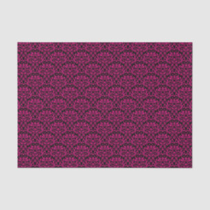 Schwarz-Pink-Rose BlumenDamast Seidenpapier