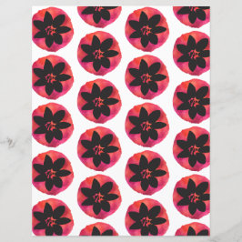 Schwarz-Pink-tropische Blume-Muster-Schreibpapier