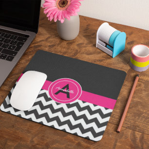 Schwarz-Pink-Zickzack Mousepad