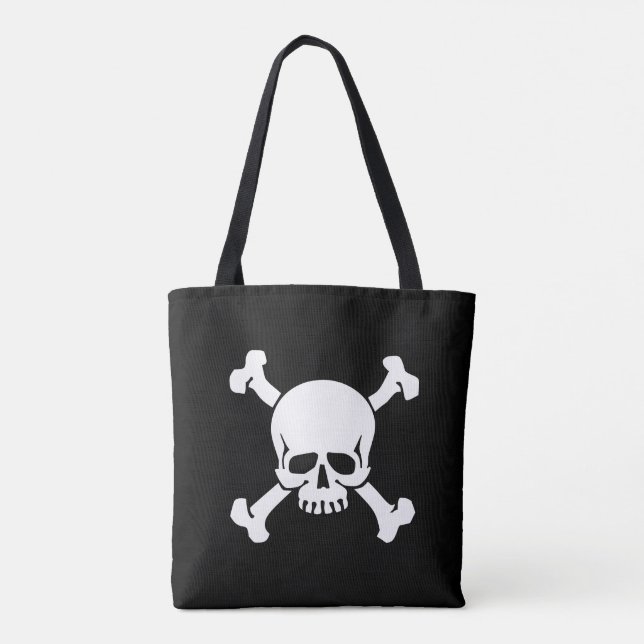 Schwarz, Piraten, Schädel und Kreuzknochen, Flagge Tasche (Rückseite)