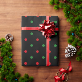 Schwarz-Polka-Piktogramm-Muster Geschenkpapier