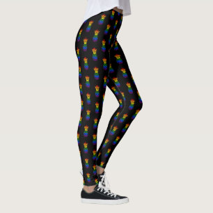 Schwarz   Rainbow-Muster Leggings