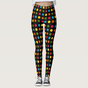 Schwarz   Red Blue Green Yellow Orange Polka Dot Leggings