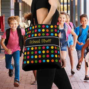 Schwarz Red Blue Green Yellow Orange Polka Dot Tasche