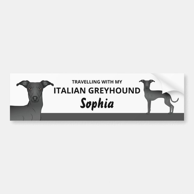 Schwarz - Reisen mit meinem italienischen Windhund Autoaufkleber (Vorne)