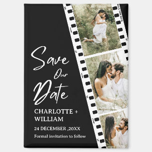 Schwarz Rette unseren Date Foto Booth Wedding Magnet