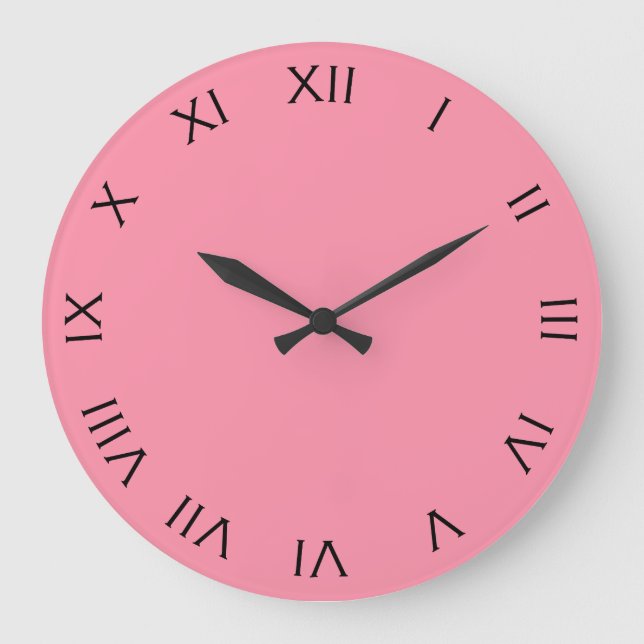 Schwarz römische Zahlen auf rosa Wccn Große Wanduhr (Vorderseite)