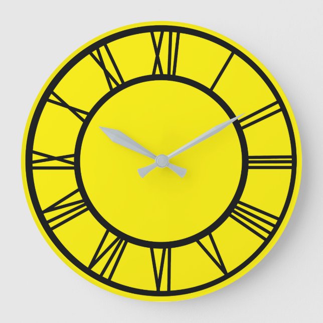 Schwarz römische Zahlen Grenzmuster Rundschau Große Wanduhr (Vorderseite)