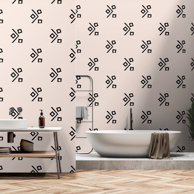 Schwarz Rosa Abstrakt Geometrie Tapete (Badezimmer)