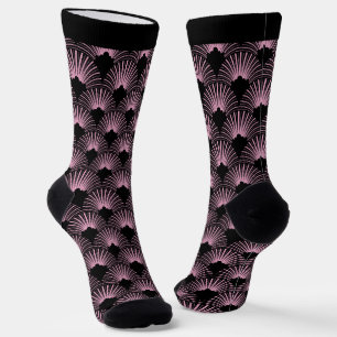 Schwarz-rosa Art-Deco-Muster Socken