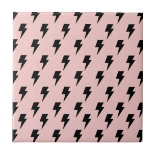 Schwarz-Rosa Blitz Y2K Indie Stilvolle Dekoration Fliese