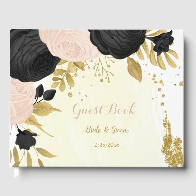 Schwarz-Rosa-Blume, botanische Hochzeit Gästebuch (Vorderseite)