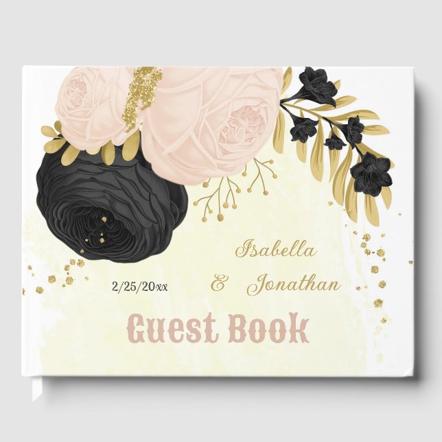 Schwarz-Rosa-Blume, botanische Hochzeit Gästebuch (Vorderseite)