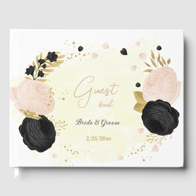 Schwarz-Rosa-Blume, botanische Hochzeit Gästebuch (Vorderseite)