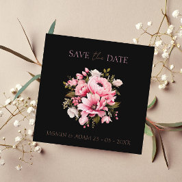 Schwarz-Rosa-Blume Dunkelästhetische Hochzeit Save The Date