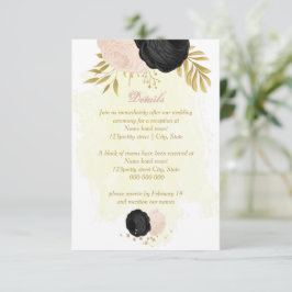 Schwarz-Rosa-Blume Goldfarben-Details der botanisc Begleitkarte