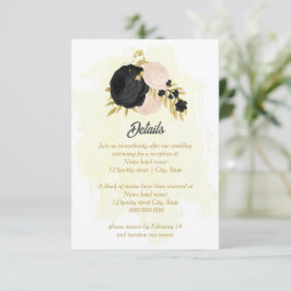 Schwarz-Rosa-Blume Goldfarben-Details der botanisc Begleitkarte