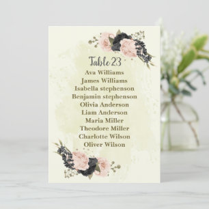 Schwarz-Rosa-Blume Sitzkarte Einladung