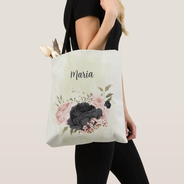 Schwarz-Rosa-Blume Tasche (Von Nahem)