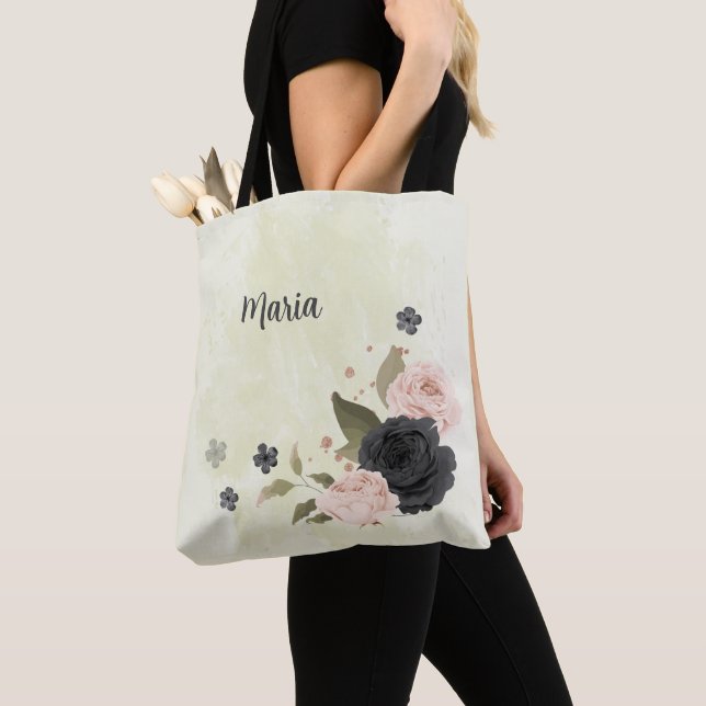 Schwarz-Rosa-Blume Tasche (Von Nahem)