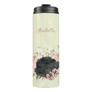 Schwarz-Rosa-Blume Thermosbecher