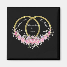 Schwarz-Rosa-Blume zum Hochzeitssake Magnet
