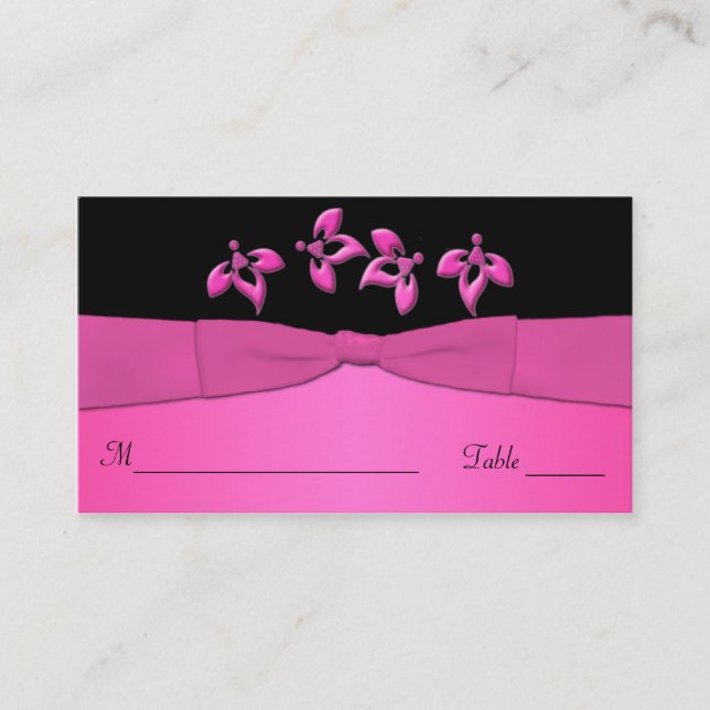 Schwarz-Rosa-Blumenbezeichnungen Platzkarte (Vorderseite)