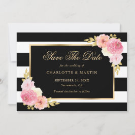 Schwarz-Rosa-Blütenfarben-Blumenzehen Save The Date