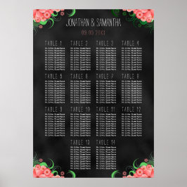 Schwarz-Rosa-Blütenunterlage DIY 14 Tischplattenta Poster
