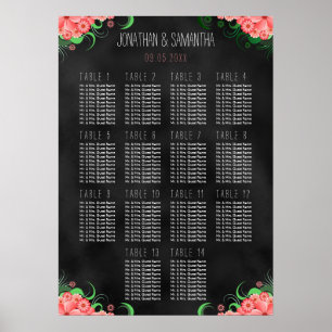 Schwarz-Rosa-Blütenunterlage DIY 14 Tischplattenta Poster