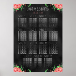 Schwarz-Rosa-Blütenunterlage DIY 15 Tischplattenta Poster