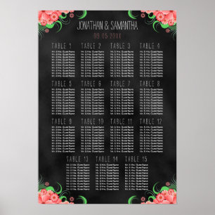 Schwarz-Rosa-Blütenunterlage DIY 15 Tischplattenta Poster