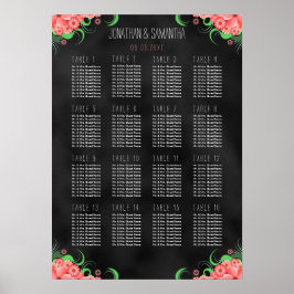 Schwarz-Rosa-Blütenunterlage DIY 16 Tischplattenta Poster