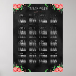 Schwarz-Rosa-Blütenunterlage DIY 16 Tischplattenta Poster