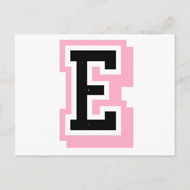 schwarz rosa Buchstaben E Postkarte (Vorderseite)