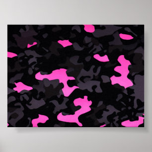 Schwarz-Rosa-Camouflage Poster