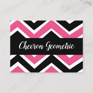 Schwarz Rosa Chevron Streifen Visitenkarte