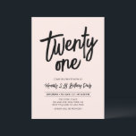 Schwarz/Rosa | Chic 21. 21. Geburtstag Party Einladung<br><div class="desc">Feiern Sie Ihren besonderen Tag mit dieser stilvollen Party Einladung zum 21. Geburtstag. Dieses Design verfügt über ein chic Pinselskript mit einem sauberen Layout in der Farbkombination Schwarz/Rosa. Weitere Designs gibt es in meinem Shop BaraBomDesign.</div>