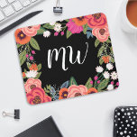 Schwarz-Rosa Coral Boho Blume Rahmen Mit Monogramm Mousepad<br><div class="desc">Blumenmousepad mit einem Rahmen aus handgezeichnet Blume in Orange,  Hot-Rosa,  Korallenrot und Rosa mit schwarzem Hintergrund. Fügen Sie Ihre Initialisierung in einem hübschen weißen Kalligrafieschrift hinzu.</div>