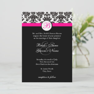 Schwarz-Rosa-Damaskus-Hochzeitseinladung Einladung
