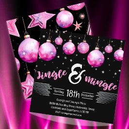 Schwarz-Rosa Dramatische Weihnachtsschmuck Jingle Einladung