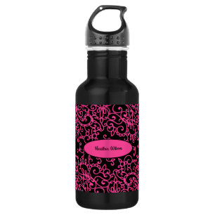 Schwarz Rosa Flasche Wasser Flasche mit Name Edelstahlflasche