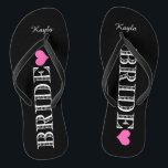 Schwarz/Rosa Flip Flops<br><div class="desc">Fun, benutzerdefinierte rosa und schwarz Braut Hochzeitsflip Flops.</div>